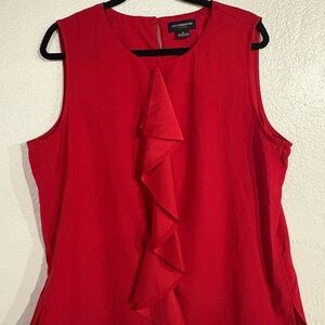 Liz Claiborne Bright Red Sleeveless Ruffle Front Blouse